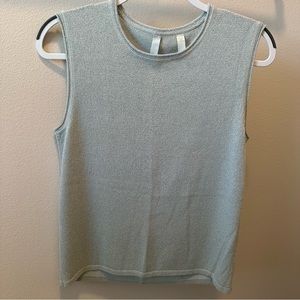 Pale green Debra deRoo small shell sweater tank top